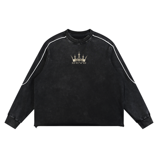 Mineral Wash Piping Raw Hem Sweatshirt