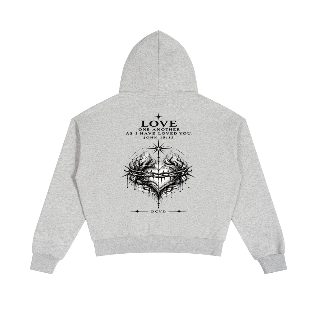 Unisex Boxy Fleece Piping Full Zip Hoodie JOHN 15:12