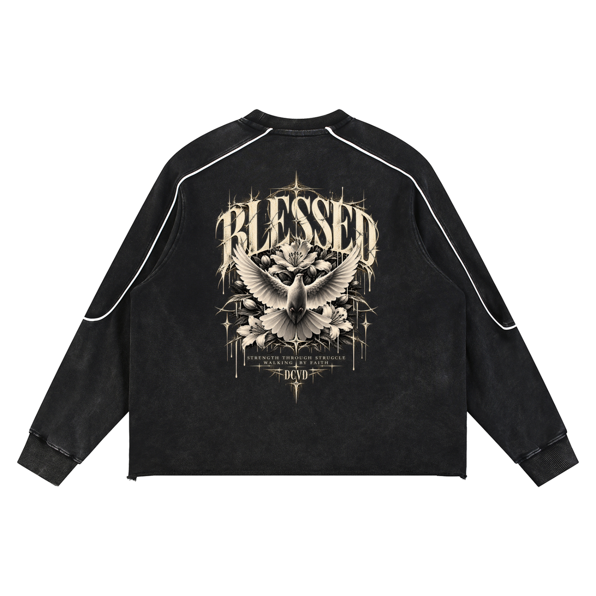 Mineral Wash Piping Raw Hem Sweatshirt