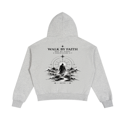 Unisex Boxy Fleece Piping Full Zip Hoodie 2 CORINTHIANS 5:7