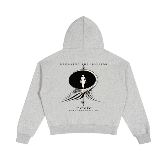 Unisex Boxy Fleece Piping Full Zip Hoodie BREAK THE ILLUSION