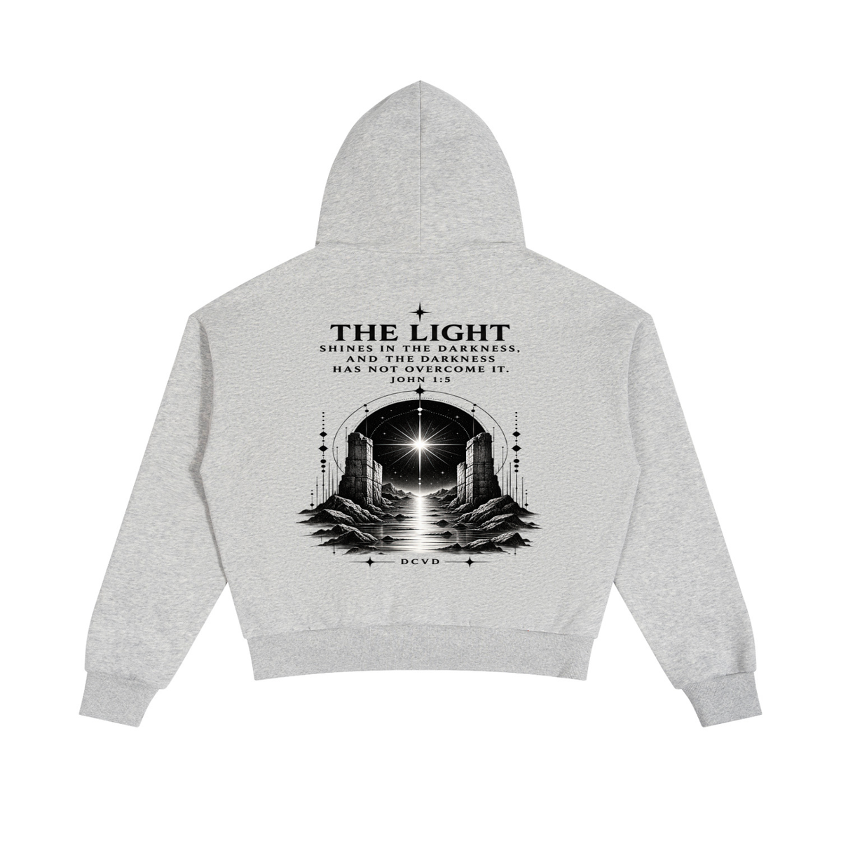 Unisex Boxy Fleece Piping Full Zip Hoodie  JOHN 1:5