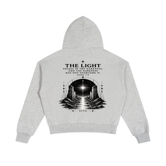 Unisex Boxy Fleece Piping Full Zip Hoodie  JOHN 1:5