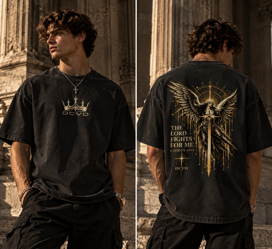 Vintage Washed Oversized Cotton T-Shirt EXODUS 14:14