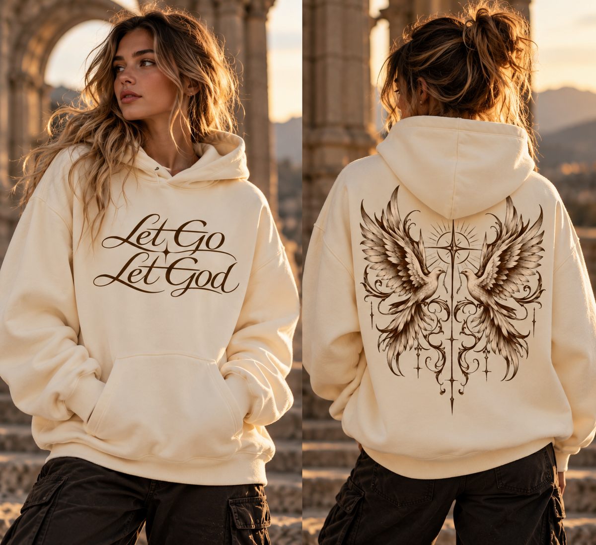 Fleeced Boxy Hoodie Let Go Let God