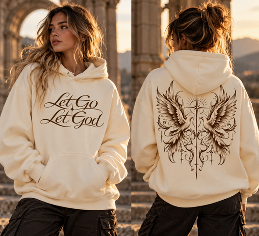 Fleeced Boxy Hoodie Let Go Let God