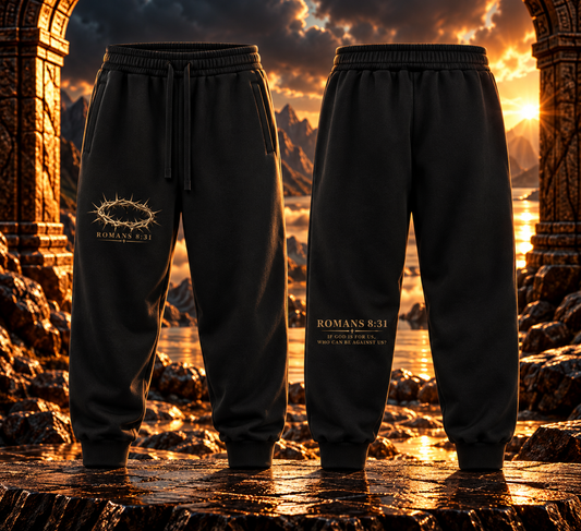 Essential Drawstring Jogged Sweatpants ROMANS 8:31