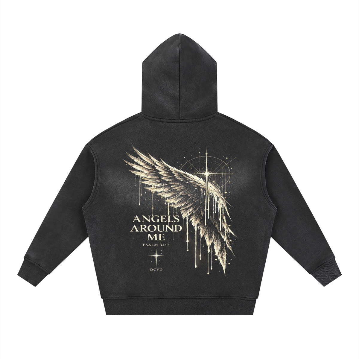Sunfade Two-way Zipper Boxy Fleece Hoodie PSALM 34:7