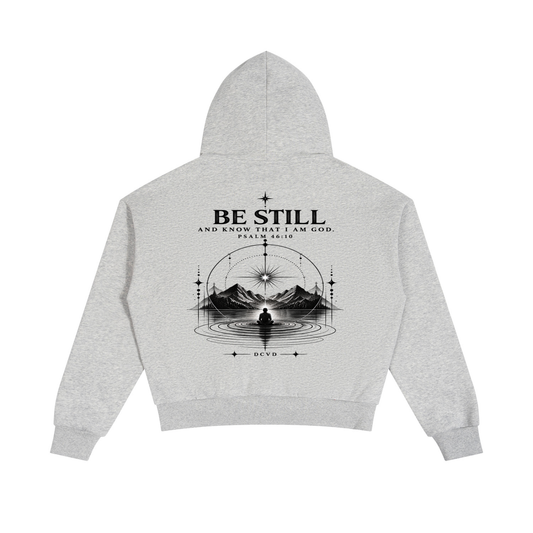 Unisex Boxy Fleece Piping Full Zip Hoodie PSALM 46:10