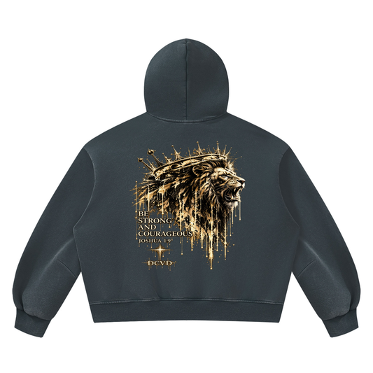 Unisex Vintage Wash Boxy Fleece Hoodie Joshua 1:9