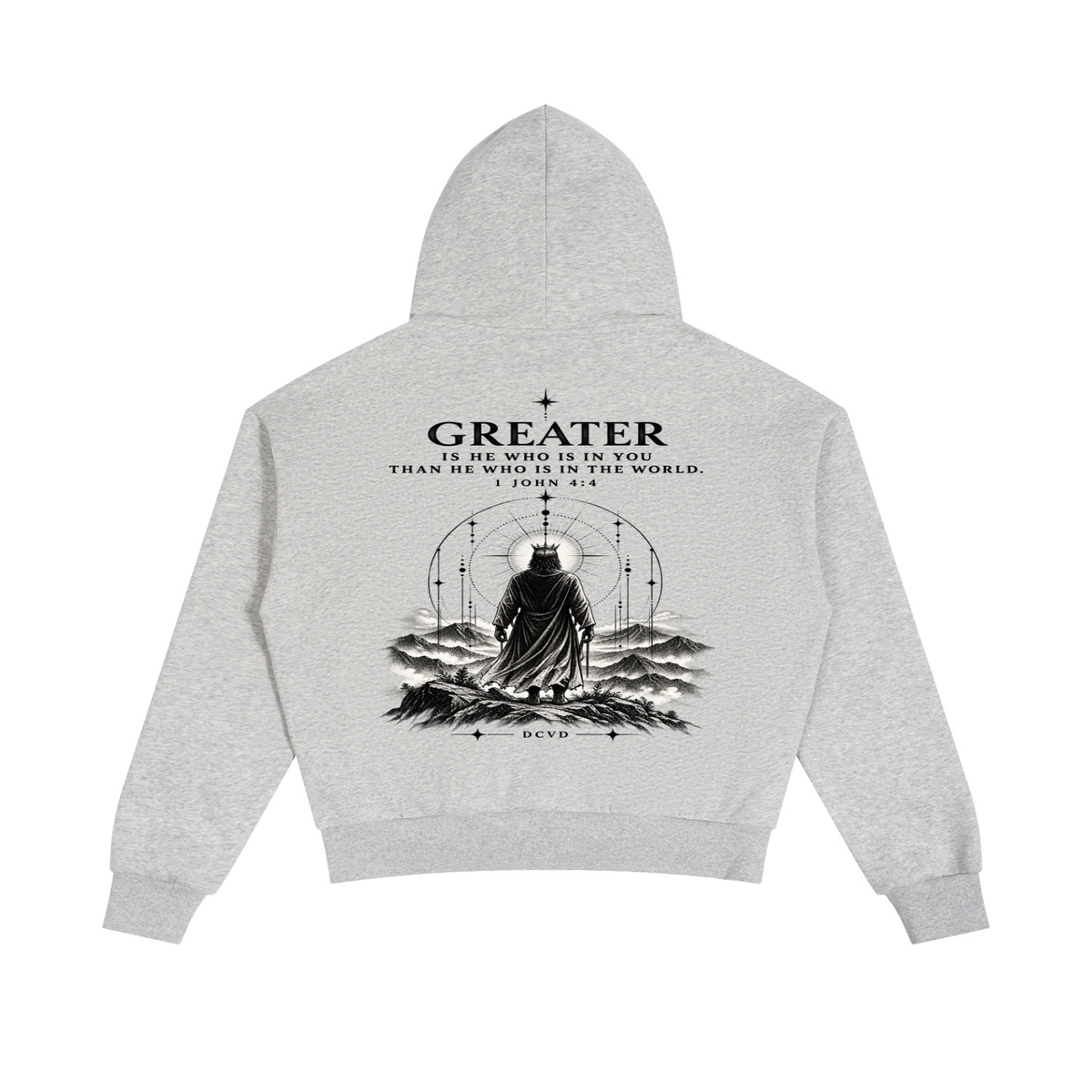 Unisex Boxy Fleece Piping Full Zip Hoodie 1 JOHN 4:4