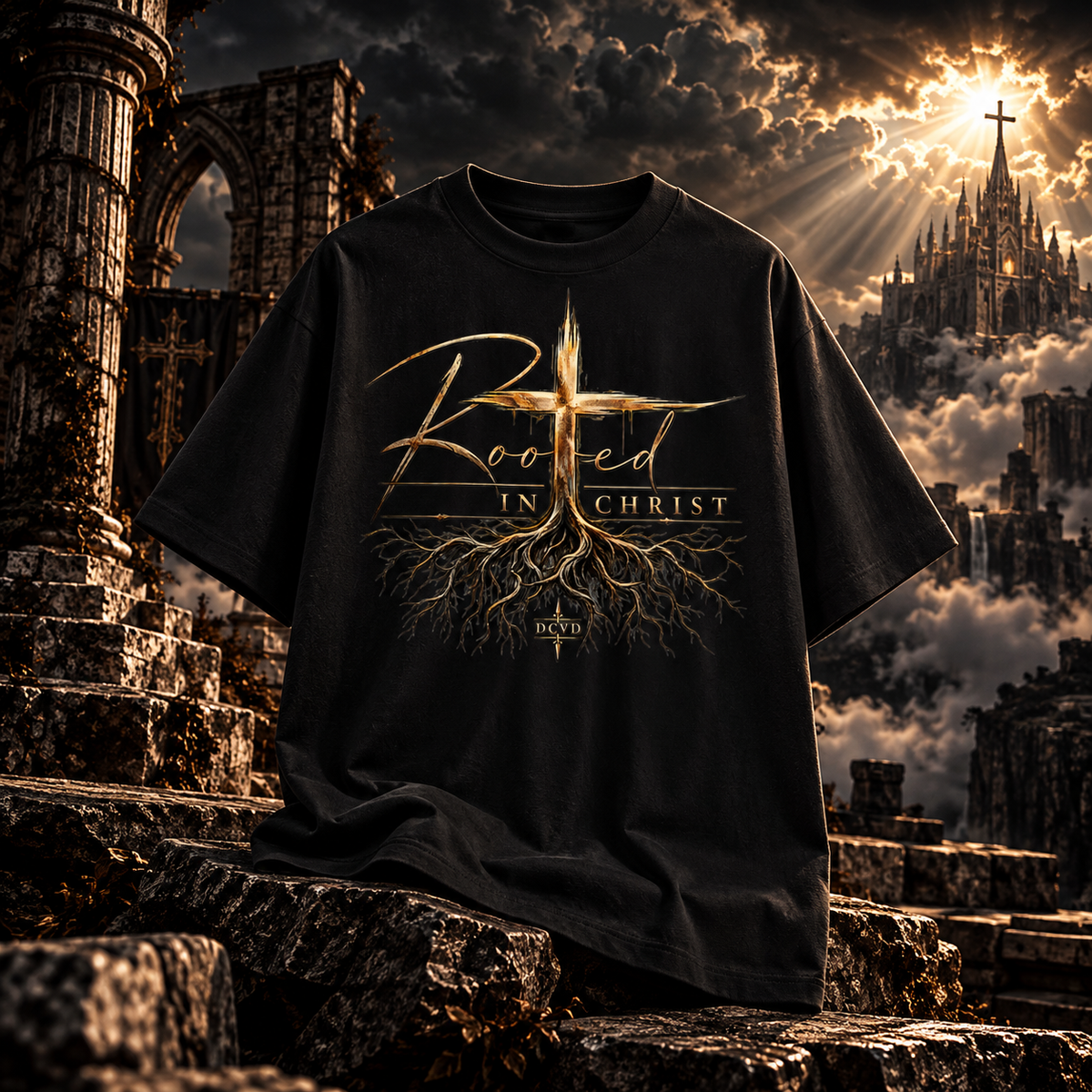 Essential Cotton T-Shirt ROOTED THROUGH CHRIST