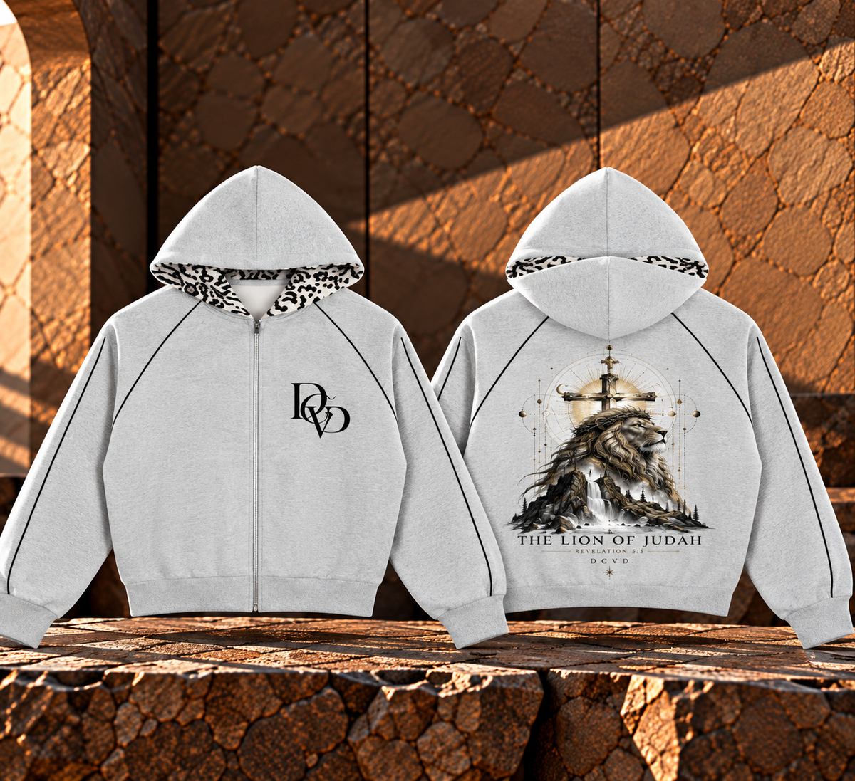 Unisex Boxy Fleece Piping Full Zip Hoodie  REVELATIONS 5:5
