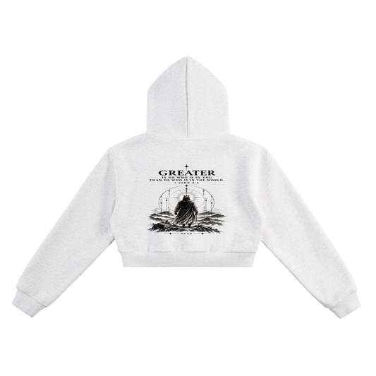 Essential Cropped Hoodie 1 JOHN 4:4
