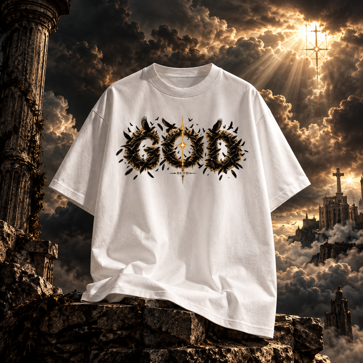 Cotton T-Shirt Thousand Black Birds Vision