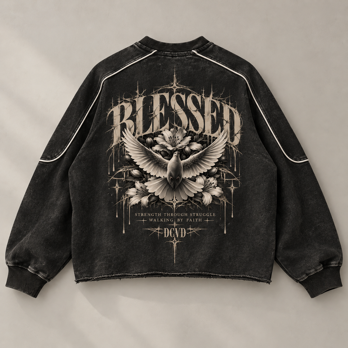Mineral Wash Piping Raw Hem Sweatshirt