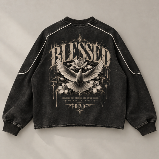 Mineral Wash Piping Raw Hem Sweatshirt