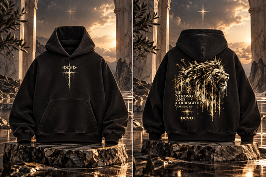 Unisex Vintage Wash Boxy Fleece Hoodie Joshua 1:9
