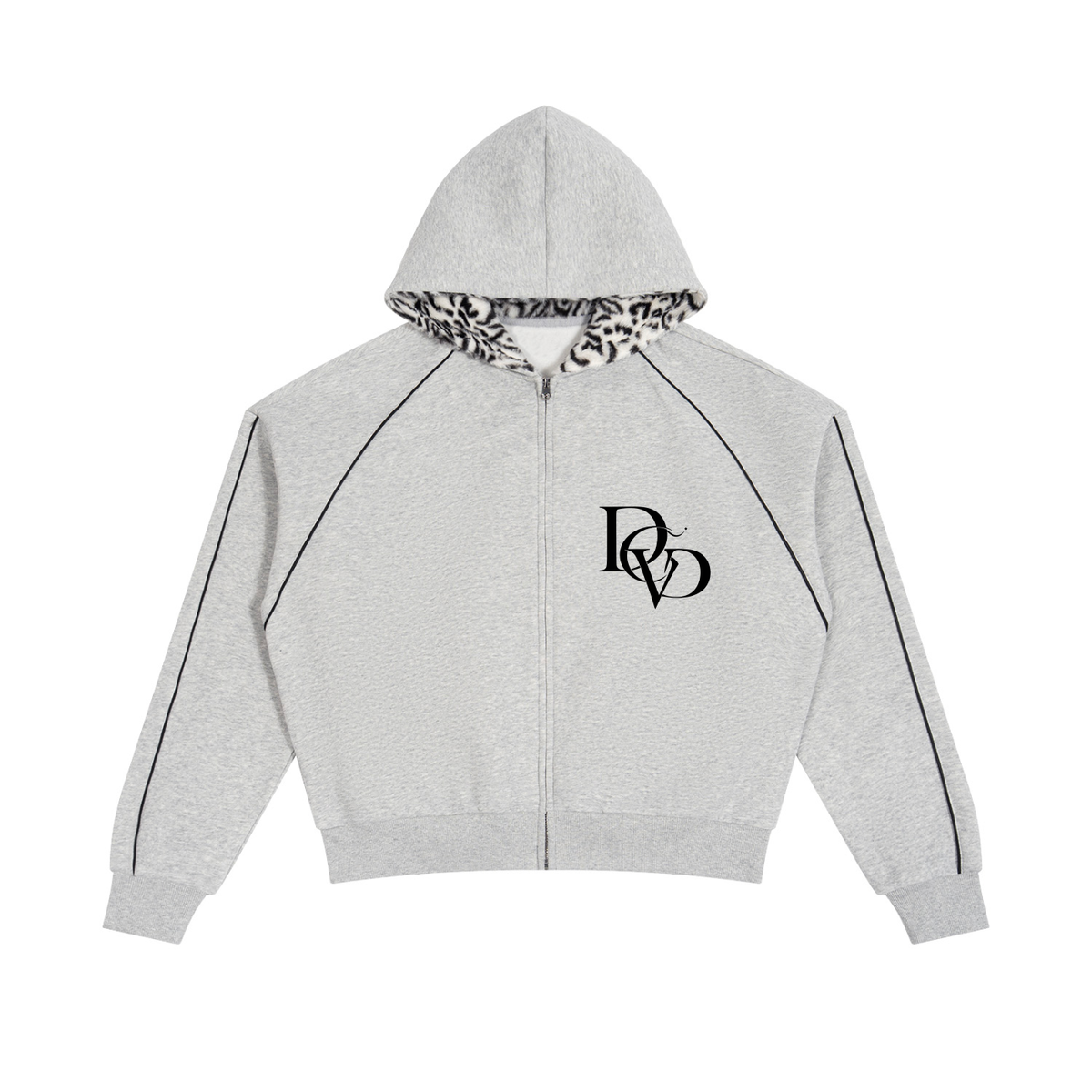 Unisex Boxy Fleece Piping Full Zip Hoodie LET GO , LET GOD