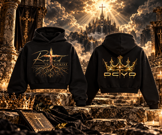 Essential Cropped Hoodie ROOTED THROUGH CHRIST