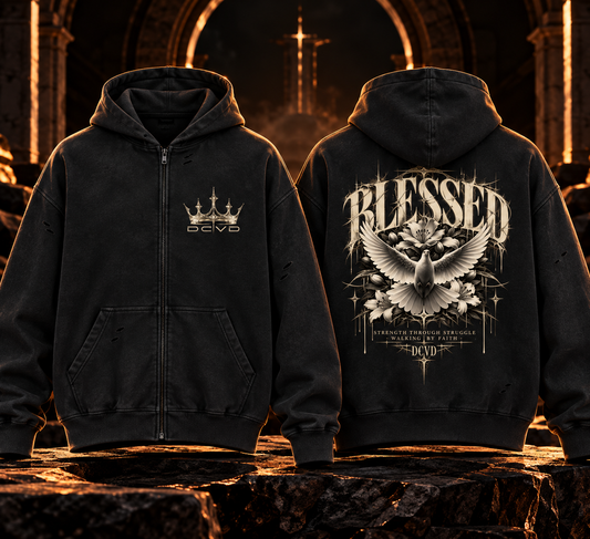 Hand-Frayed Sunfade Zip Hoodie